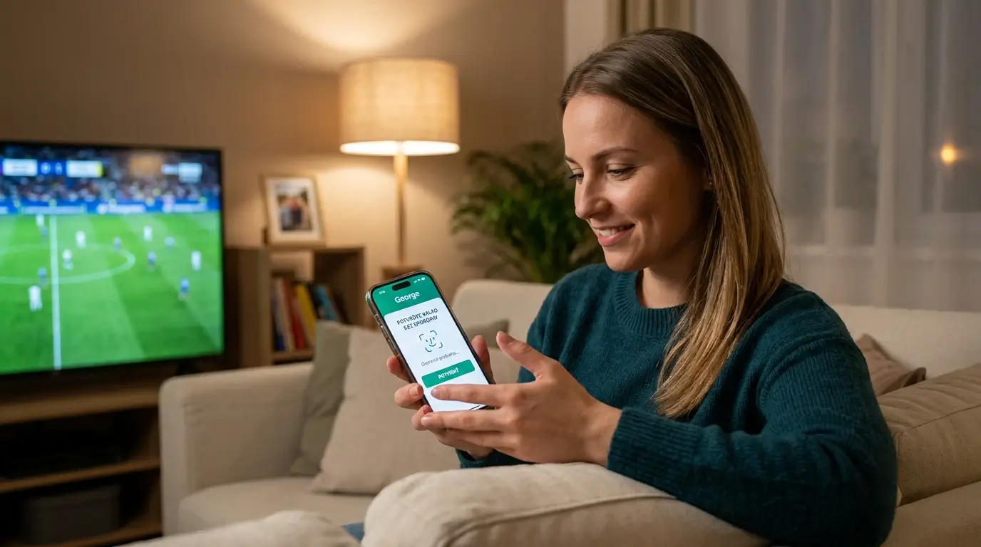 Sporopay vklad v mobilnej aplikácii George — biometrická autorizácia platby na smartfóne